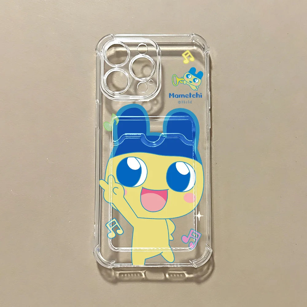HOT Cartoon Tamagotchi Card Hold Phone Case For Samsung Galaxy S26 S25 S24 S23 FE Edge Plus Ultra M33 M53 M54 5G Airbag Cover