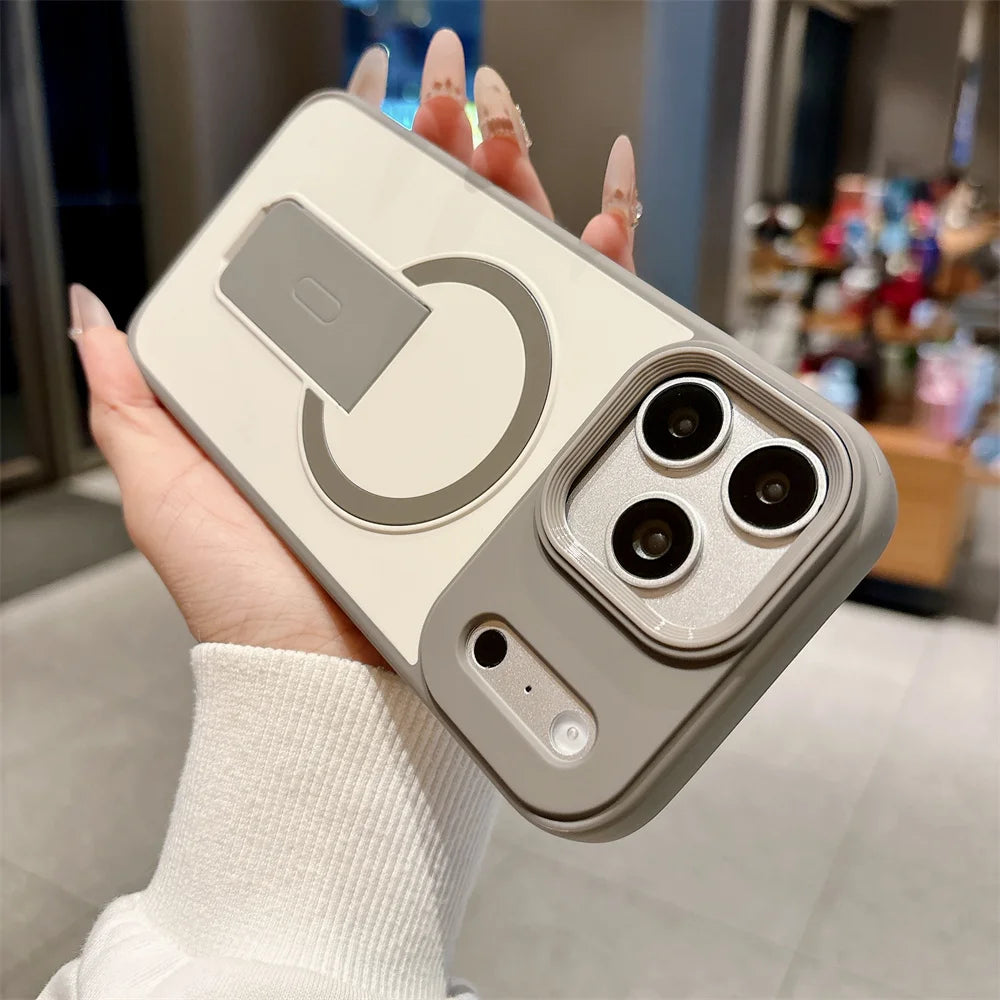 For Magsafe Magnetic Phone Case with Invisible Foldable Kickstand For iPhone 17 Pro Max Air 17e 16e 16 15 14 Plus 13 12 11 Cover