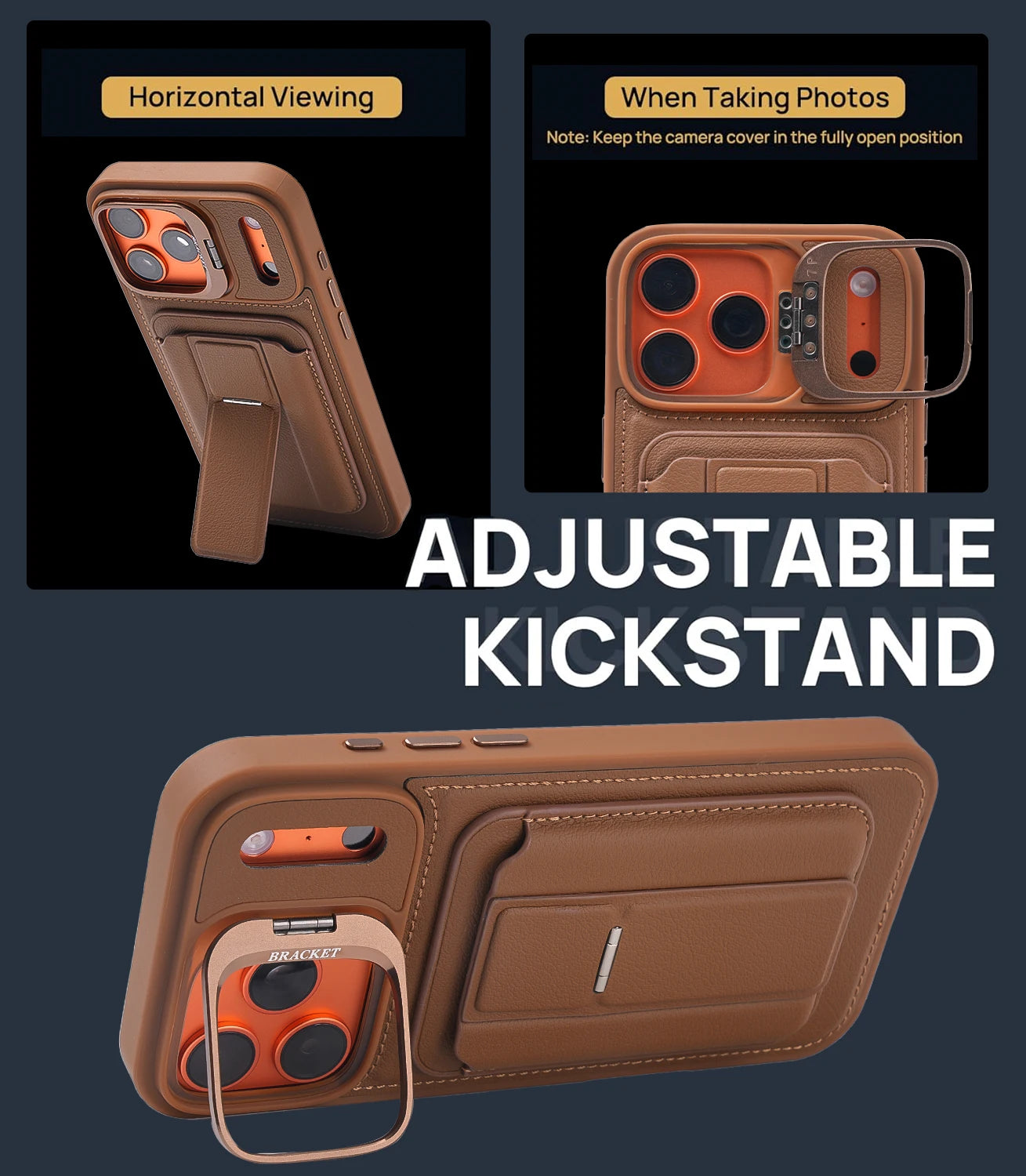 Luxury Folding Stand Wallet Card Slot With Rotating Holder Case For Phone 17pro 17 Pro Max Shockproof Back Cover