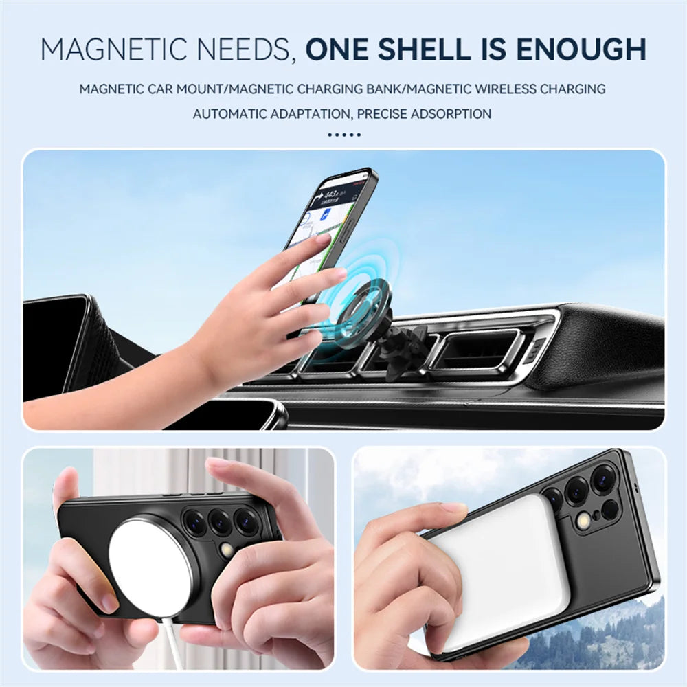 Newest For Magsafe Hidden Folding Stand Magnetic Phone Case for Samsung S26 S25 Ultra Edge S 25 Plus Lens Camera Protector Cover
