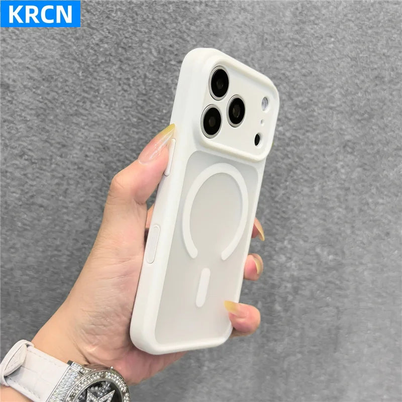 Magnetic Full Lens Protection Matte Translucent Case For iPhone 17 16Pro 17Pro 17Pro Max Touch Camera Button For Magsafe Cover