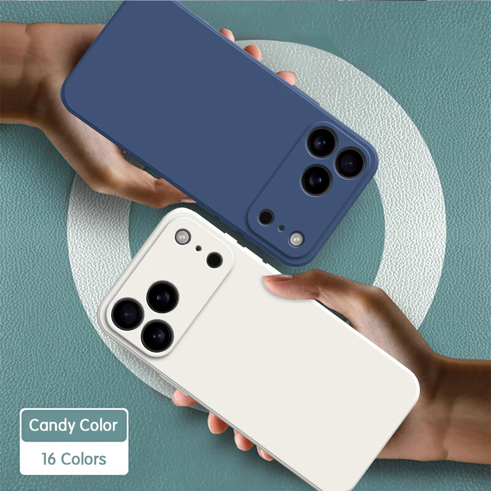 Original Liquid Silicone Phone Case for iPhone 17 Pro Max 16 15 14 13 12 Pro Max Plus 17Air 17Pro 16e Lens Protection Soft Cover