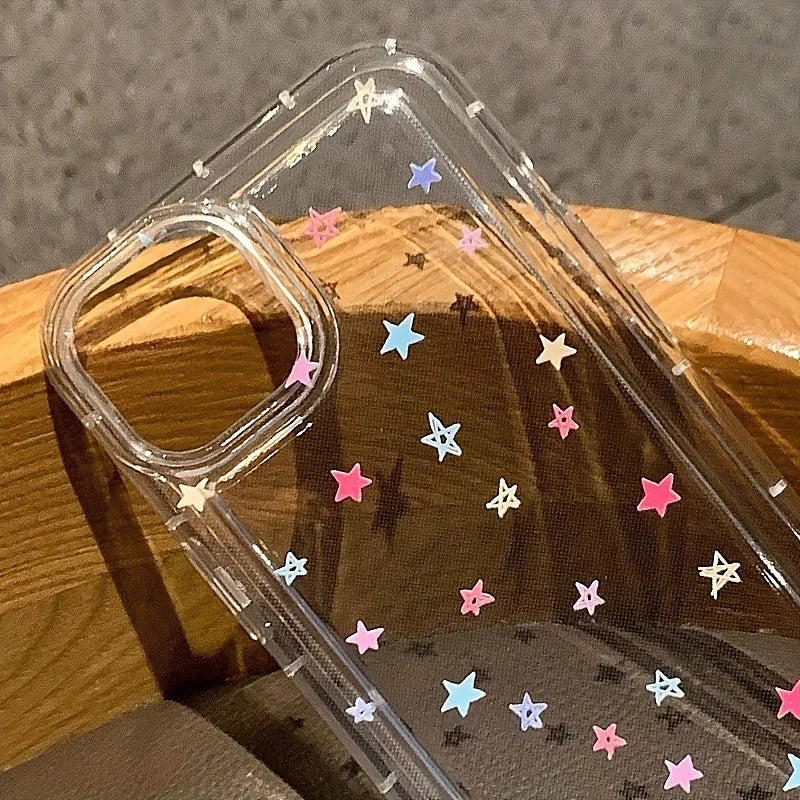 Small Flower Stars Soft Case For iPhone 17 16 16e 14 13 12 Mini 11 15 Pro Max X XR XS 13Pro 17 Air Anti-drop Airbag Cover Funda