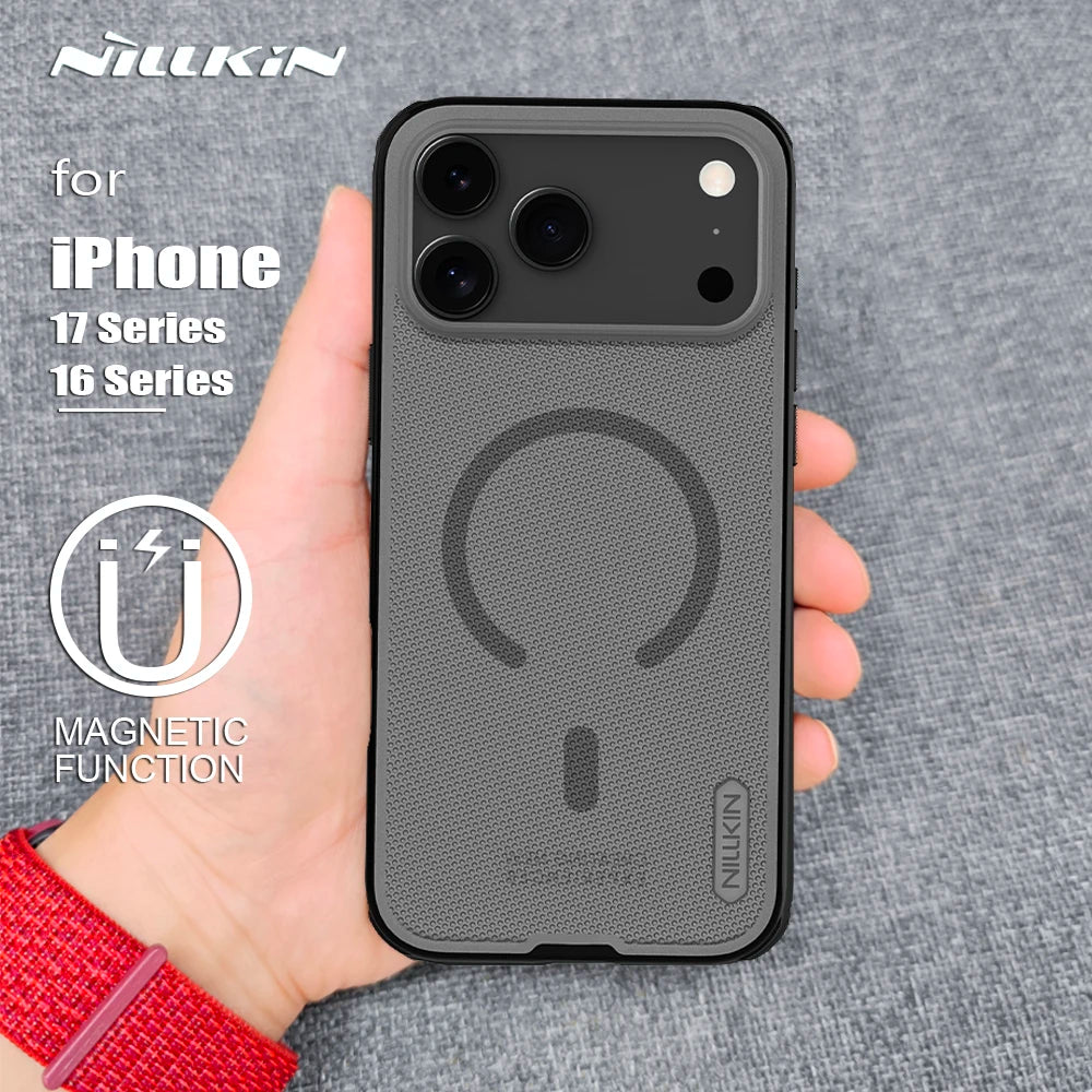 Nillkin For iPhone 16 17 Pro Max / Air 16eCase Frosted Pro Magnetic Soft Frame Matte Magsafe Full 360 Back Cover For iPhone Air