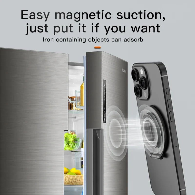 2026 Double-Sided For MagSafe Phone Holder for iPhone 17 16 15 Foldable 360° Rotating Stand Strong Magnet & Finger Grip Suppor