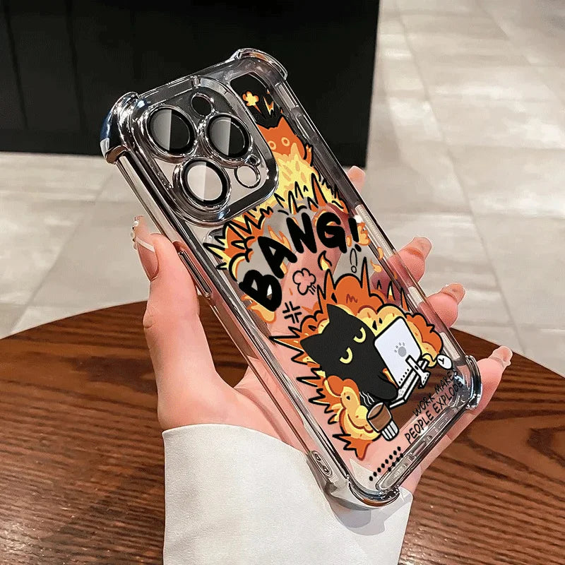 Working Cute Black Cat Case For OPPO Realme 15 15T 14 13 Pro C85 Pro C71 C75 C53 C55 C33 C35 C15 5G Shockproof Phone Casing