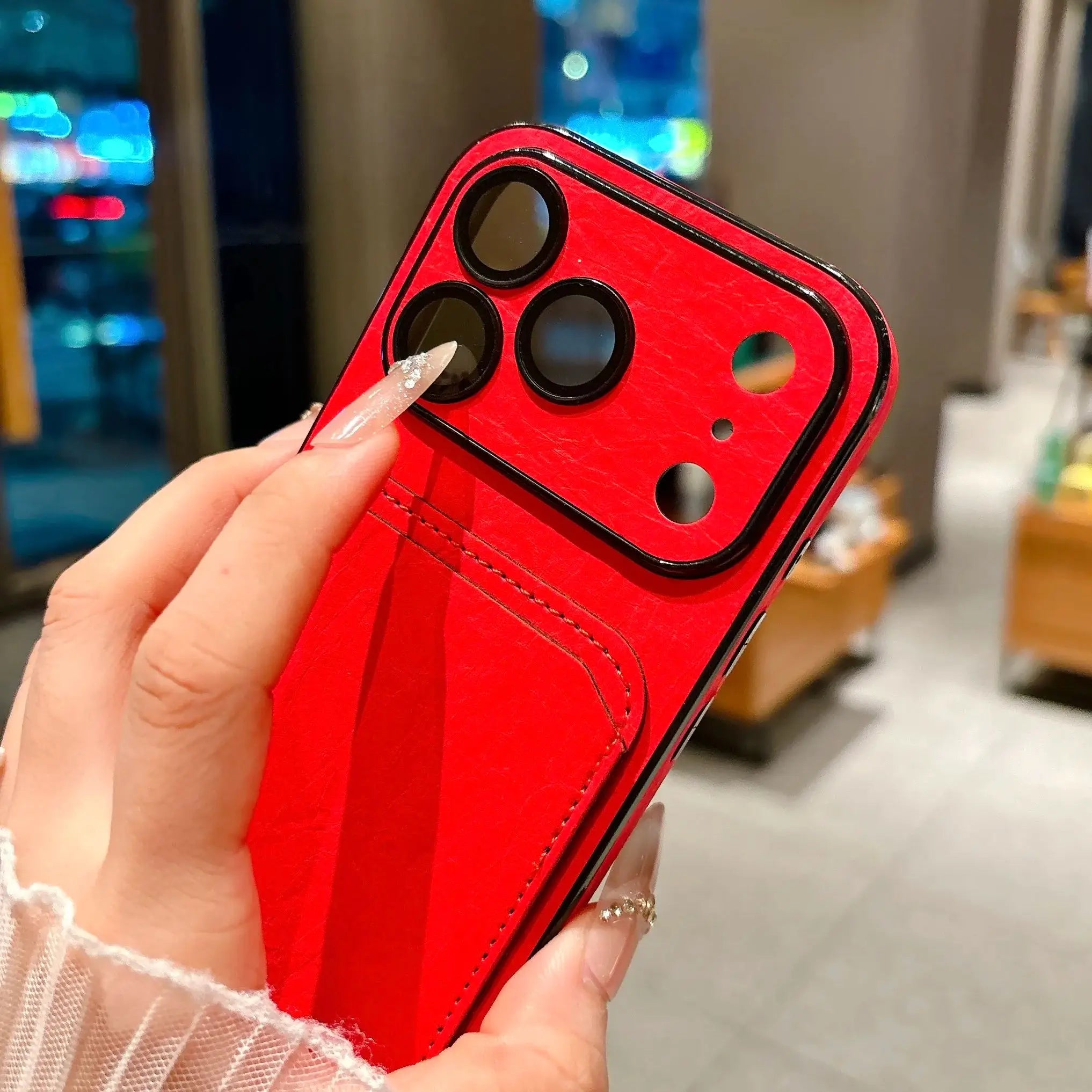 Business Leather Card Slot Holder Wallet Phone Case For iPhone 17 16 15 14 13 Pro Max Plus Solid Color Large Window Matte Cover