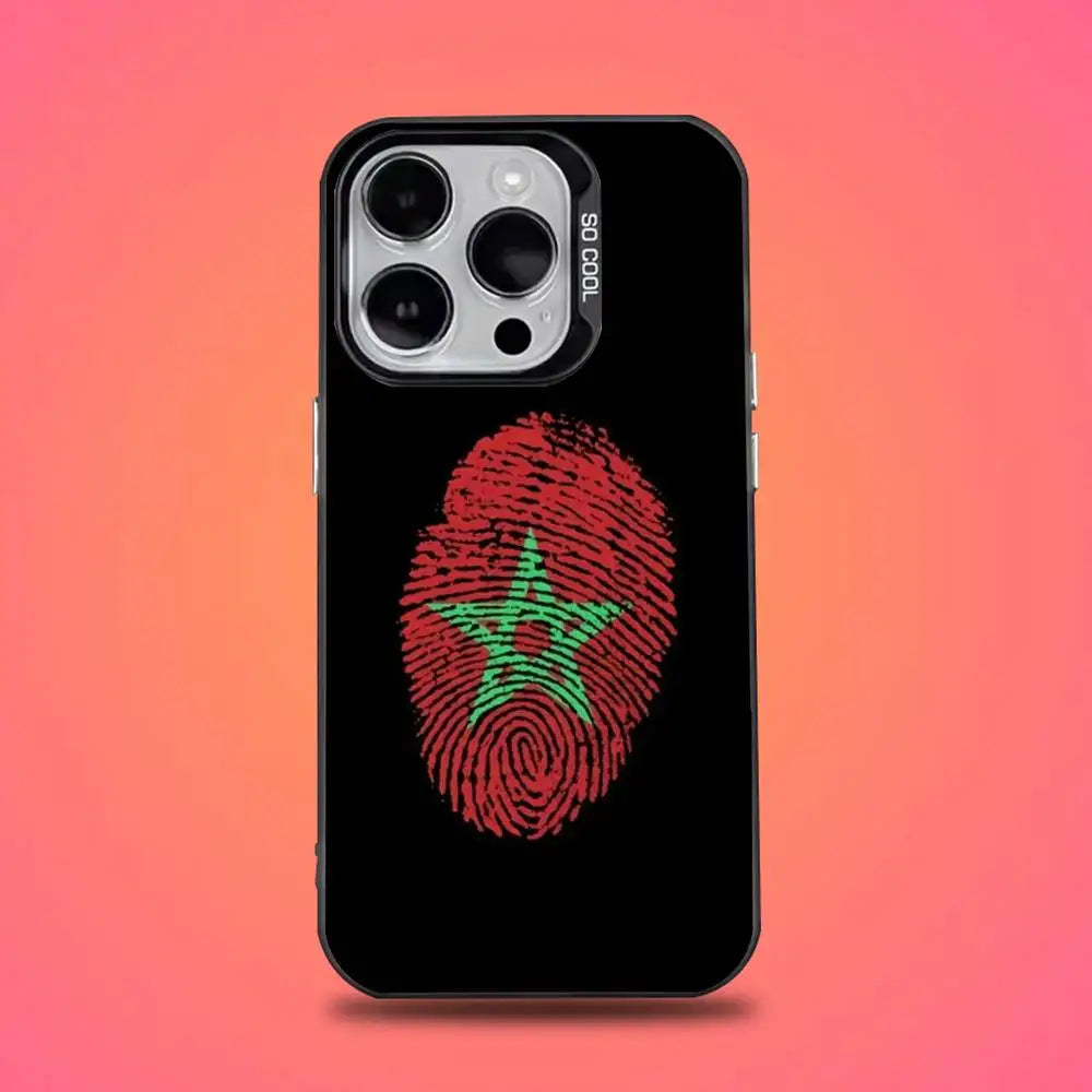 Morocco Flag Phone Case For iPhone 16,15,14,13,12,11,Pro,Max,Plus,Mini,XS,SE Anti Fall Black Matte Hard Bumper