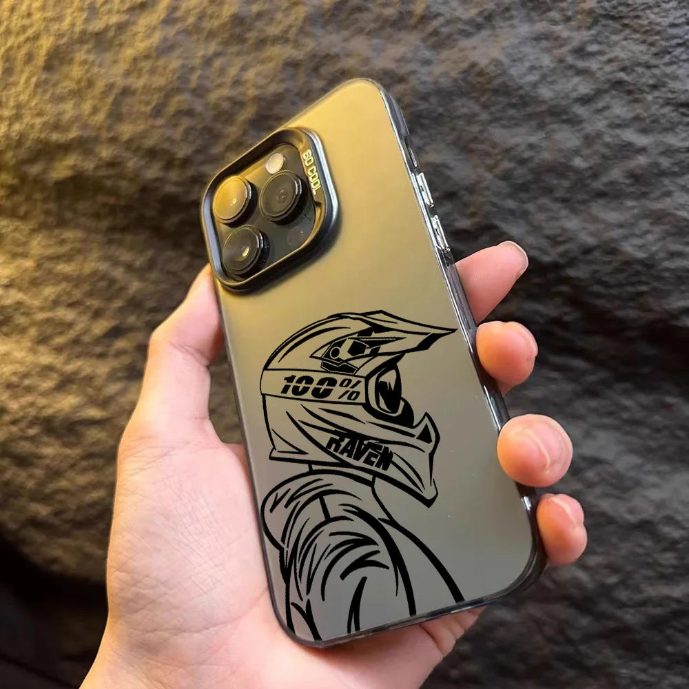 Motorcycle Rider Creative Phone Case for iPhone 17 16 15 14 13 12 11 Pro/ Max/Plus Anti-fall and Shock Protection Rear Cover