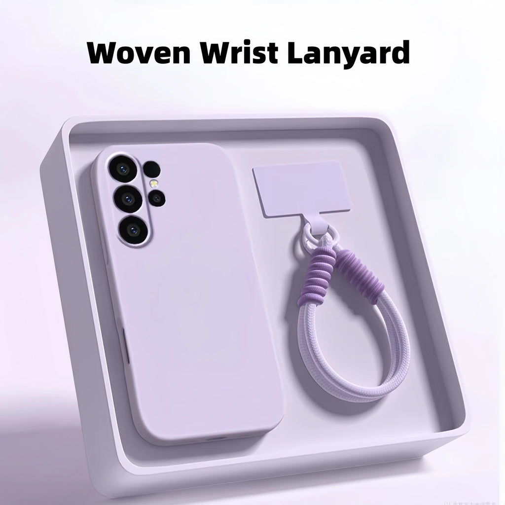 Fashion Woven Wrist Lanyard  Liquid Silicone Case For Samsung Galaxy S26 S25 S24 Ultra Plus FE A17 A56 A36 A55 A35 A16 A15