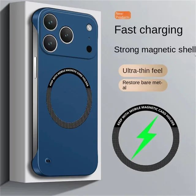 Ultra Thin Hard PC Magnetic Frameless Case For Magsafe For iPhone 17 Air 17 Pro Max Luxury Matte Borderless Solid Back Cover