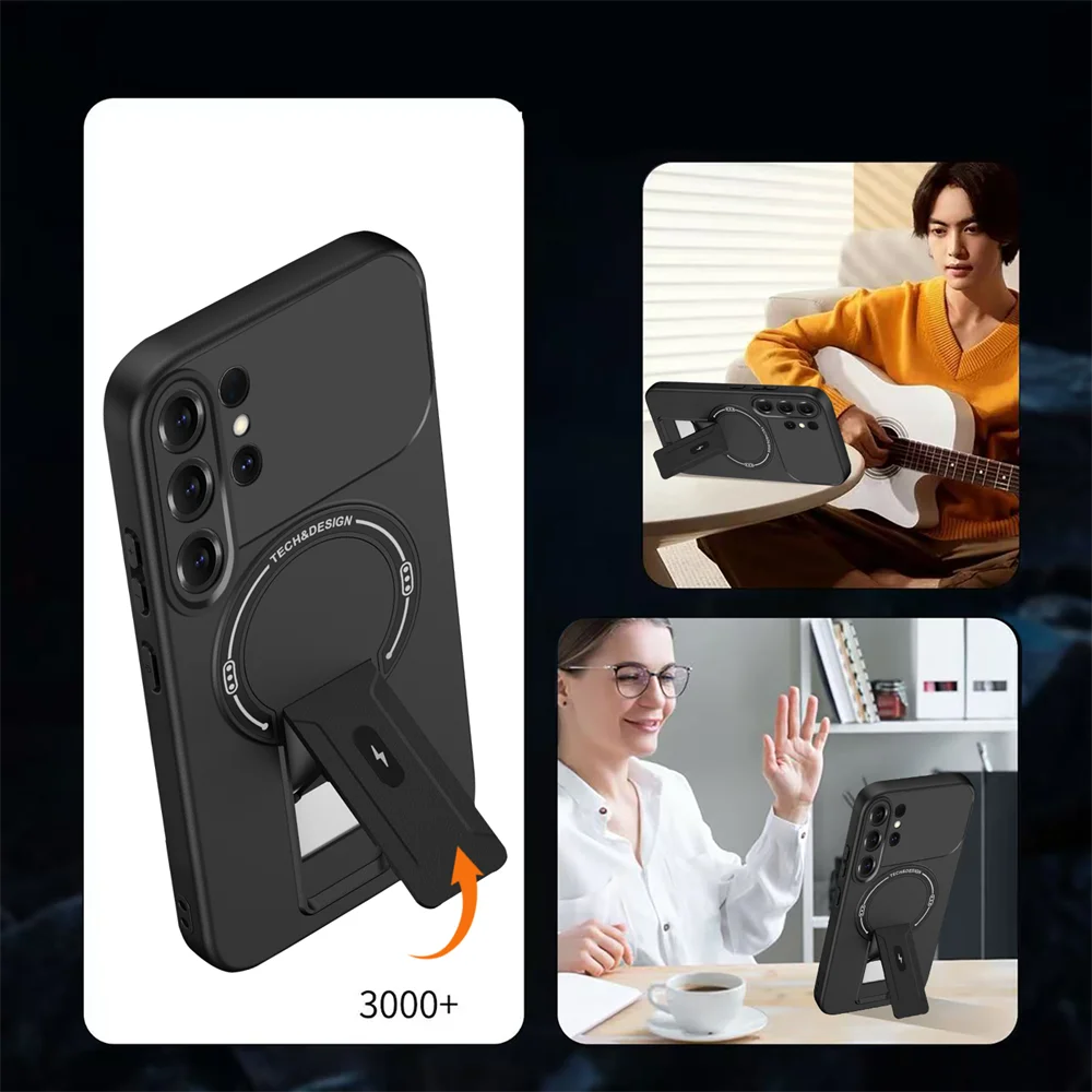 Luxury Magnetic Folding Stand PC Phone Case For Samsung S26 S25 Edge S24 Plus FE S23 S22 Ultra A56 A55 A54 A52 A16 A15 A12 Cover