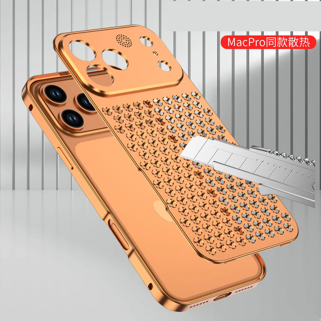 Metal Cooling Hollow Aluminum Phone Case For iPhone 17 Pro Max Aroma Diffuser Heat Dissipation Cover Funda For iPhone 17 Pro