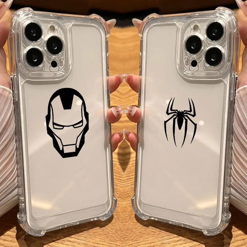 Marvel Spiderman Ironman Clear Case For iPhone 17 16 15 14 13 12 11 Pro Max 16e 17e Air 13 Mini 15 Plus XS XR X 7 8 Phone Cover