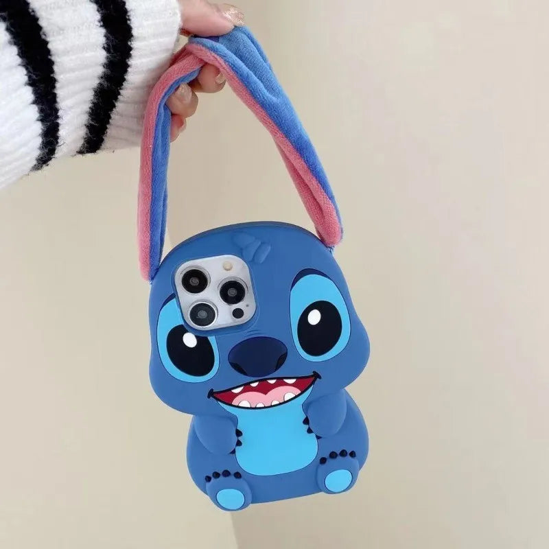 Disney Stitch Big Ear Silicone Phone Case for iPhone 17 17Pro 16 15 14 Plus 13 12 11 Pro Max Soft Shockproof Protective Cover