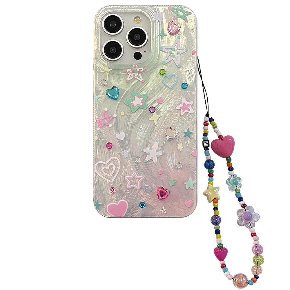 Colorful stars ins shiny Phone Case for Samsung Galaxy A37 A57 A17 A07 A56 A36 A26 A73 A55 A54 A53 A52 A34 A33 A23 A14 A13 4G 5G