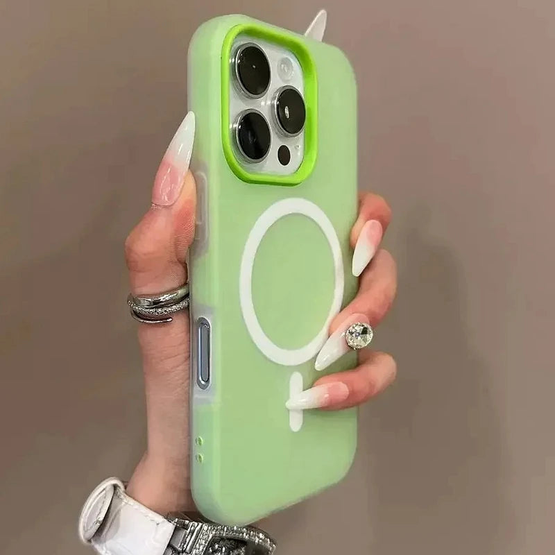 Luxury Candy Wireless Charge Matte Phone Case For iPhone 11 12 13 14 15 16 17 Pro Max Plus Air Magnetic Bumper Cover