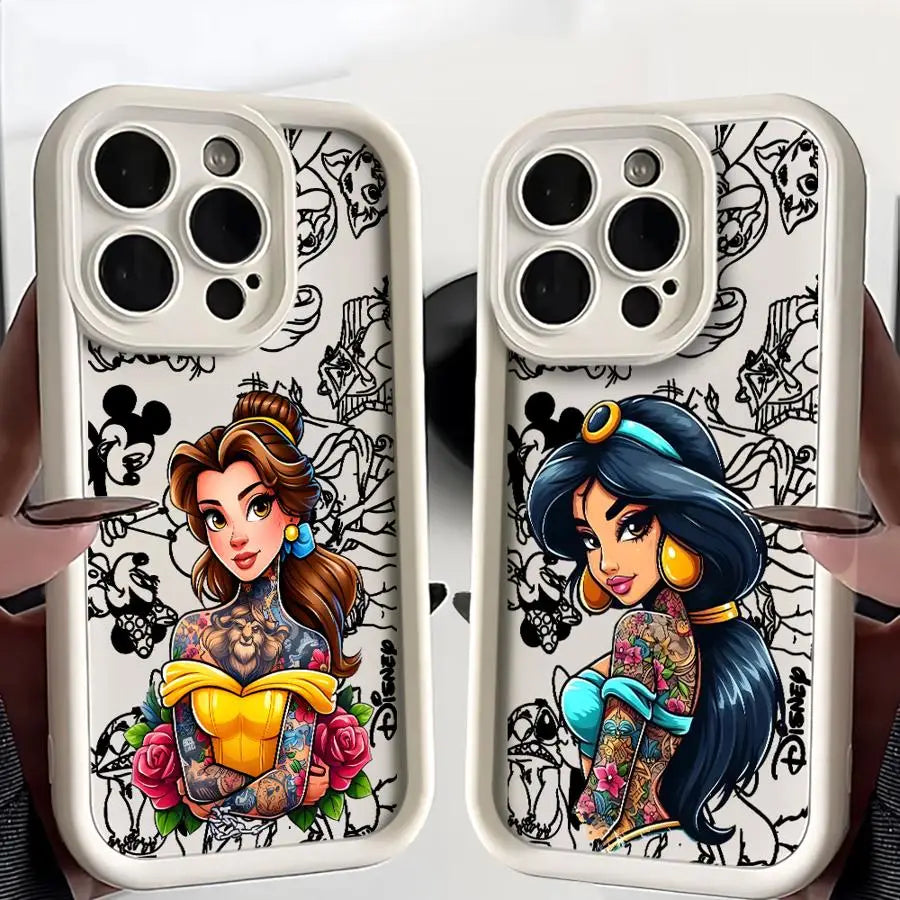 Disney Tattoo Princess Phone Case for iPhone 17 Pro Max 13 12 11 16e XS XR 17e 17 Air 15 16 14 Plus Soft Cover