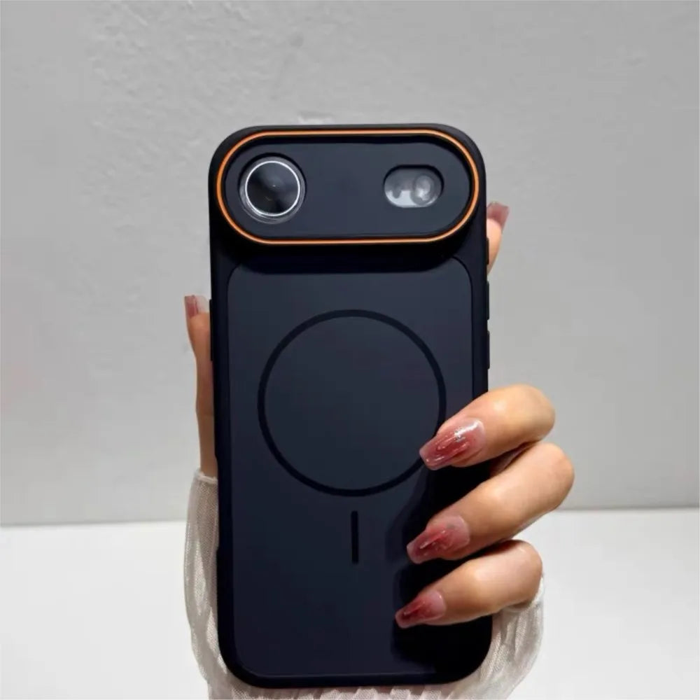 Luxury Glossy Matte Armor Wireless Charging Case for iPhone 17 Air 16 15 14 13 12 Pro Max Plus Silicone Soft Bumper Magnet Cover