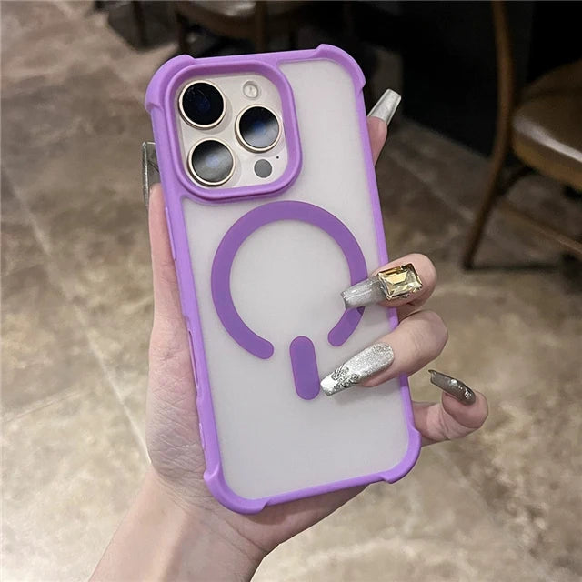 For iPhone 16 Pro Max Luxury Matte Magsafe Magnetic Silicone Frame Phone Case For iPhone 13 14 15Plus 16E 17air Protective Cover