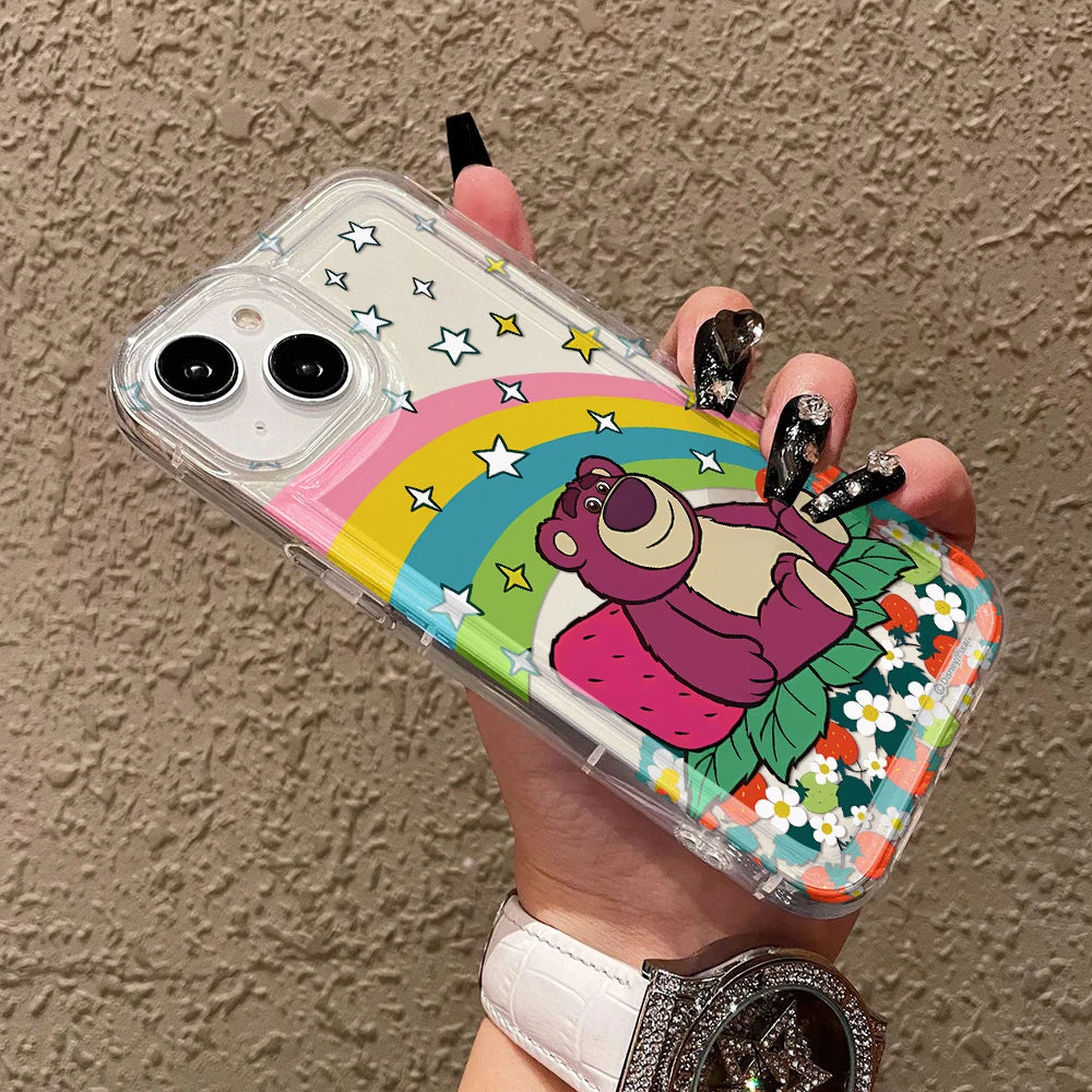 Cartoon L-Lotsos Bear Phone Case for Apple iPhone 17 Air 16 15 14 Plus 13 12 11 Pro Max Airbag Anti Drop Cover