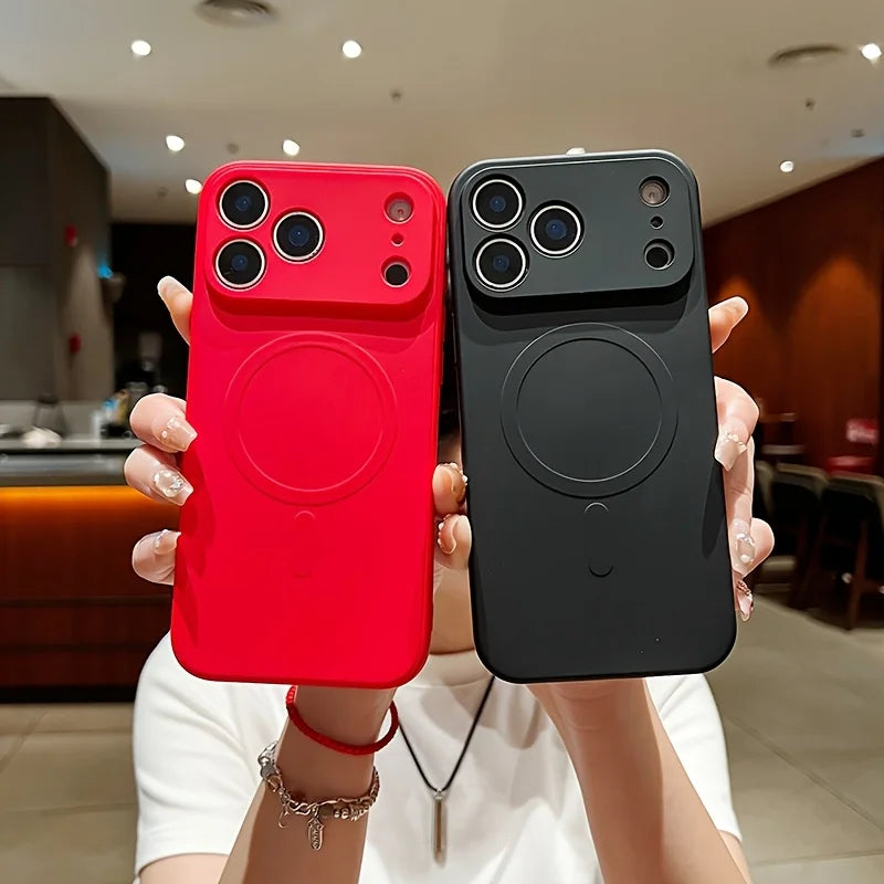 Luxurious silicone texture magnetic phone case suitable for 17/16/15/14/13/12/11 Pro Max Compatible with wireless charging suppo
