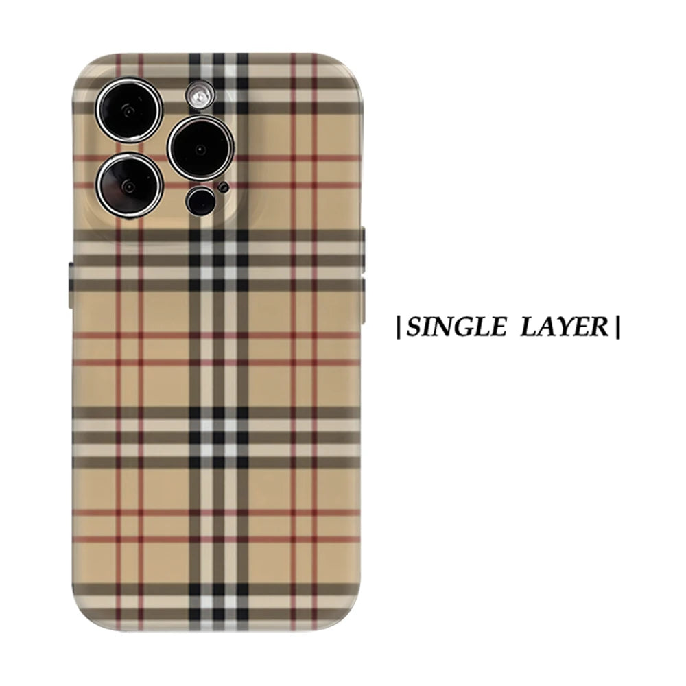 CaseLumi Matte Bumper For Magsafe Case For iPhone 17 16 15 14 Plus 13 Pro Max Shockproof Hard PC Brown Cloth Pattern Cover