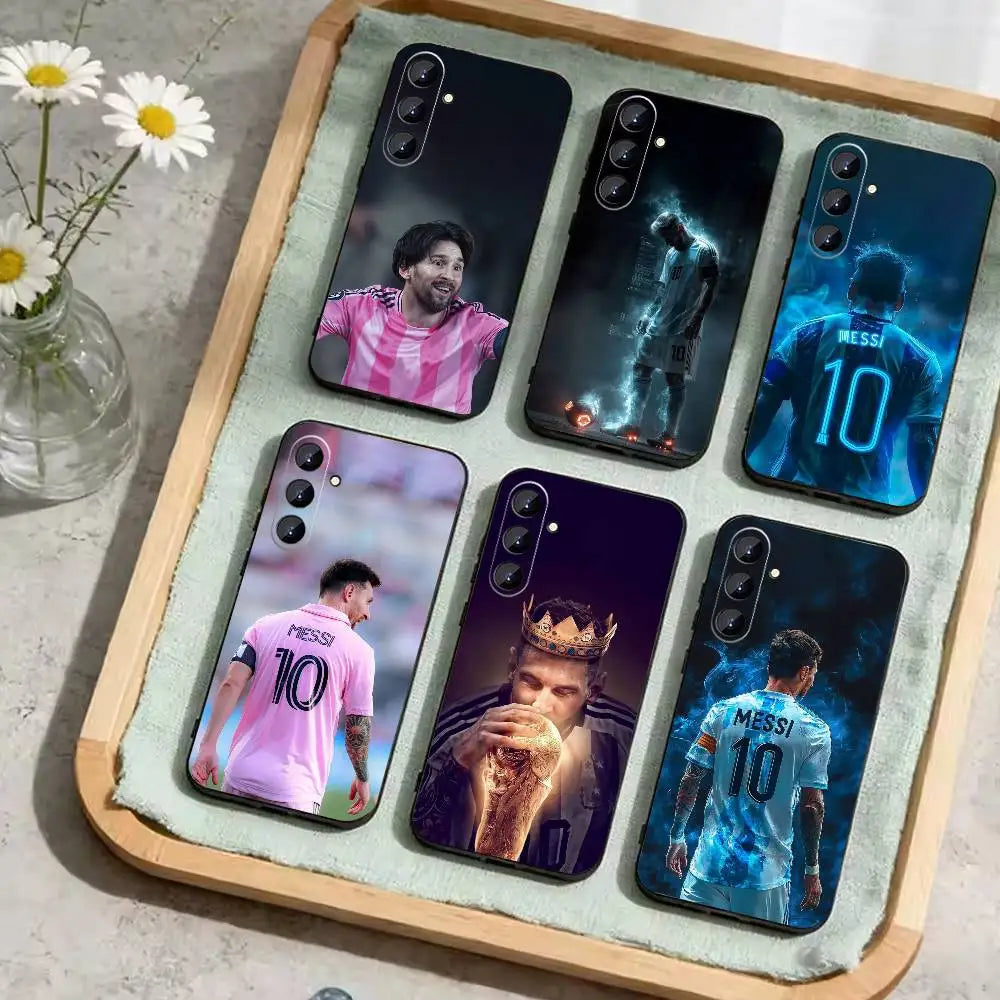 Football Star Messi Phone Case For Samsung Galaxy A73,A21s,A22,A31,A52,A53,A71,A41Soft Black Shell