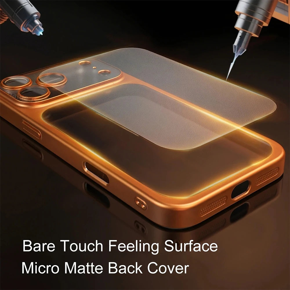 Phone Case For iPhone 13 14 15 16 17 Pro Max Plus Air Luxury Matte Soft Ultra Slim Plating Camera Film Protector Frosted Cover