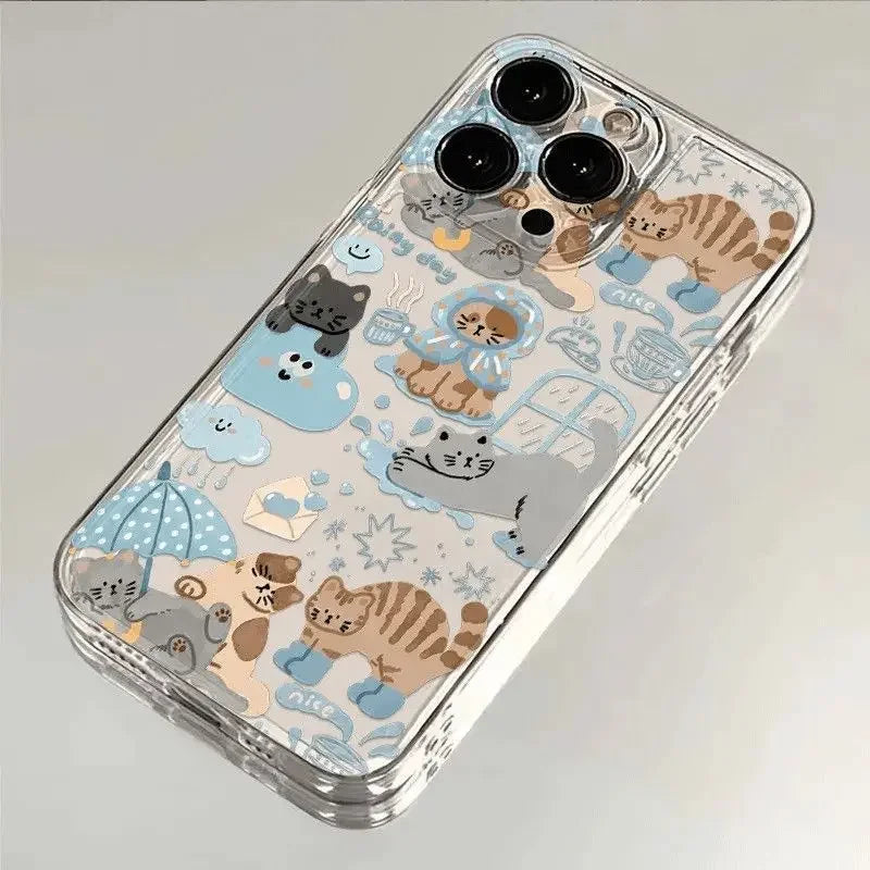 Funny Cartoon Naughty Dabble Cat Creative Kawaii Phone Case For iPhone 17 16 15 14 13 12 11 Pro XR Max 7 8 Plus MINI y2k Cover