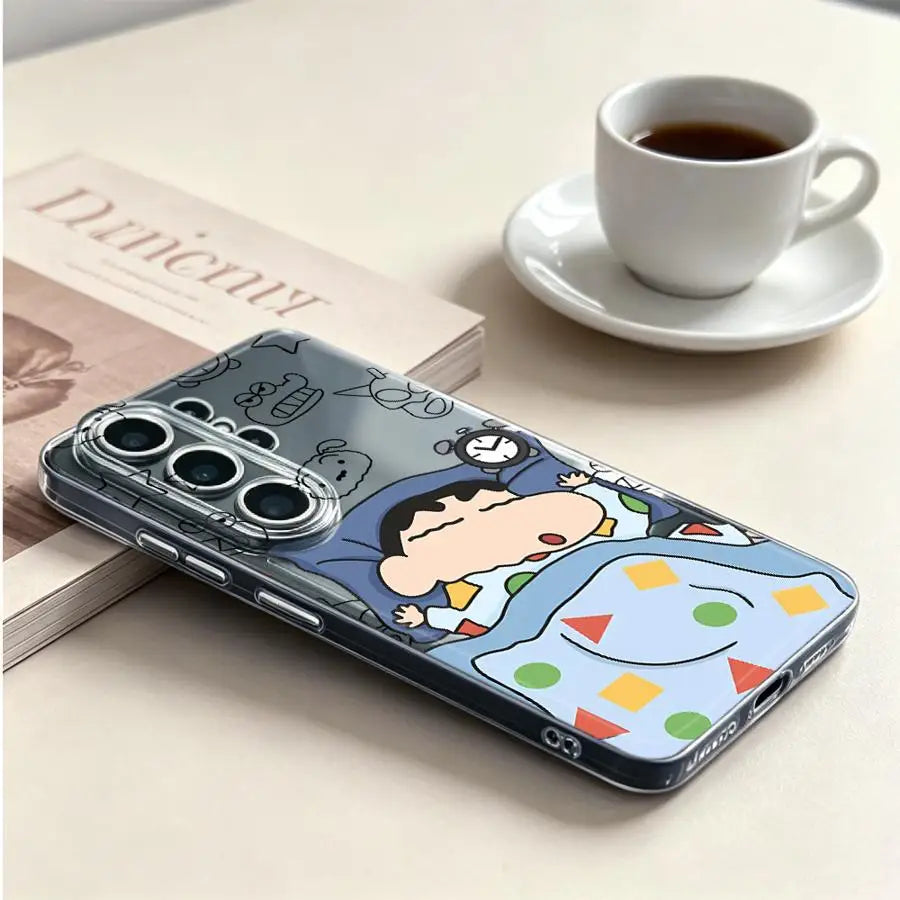 Shin-ChanS Cute Case for Samsung Galaxy S26 S25 Edge Note 20 Ultra 10 S23 Ultra S21 S22 FE S24 S20 Plus Phone Cover