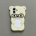 Lovely 3D Cartoon Glasses Bear Phone Case For iPhone SE 2 3 7 8 Plus 11 12 13 14 15 16 Pro Max