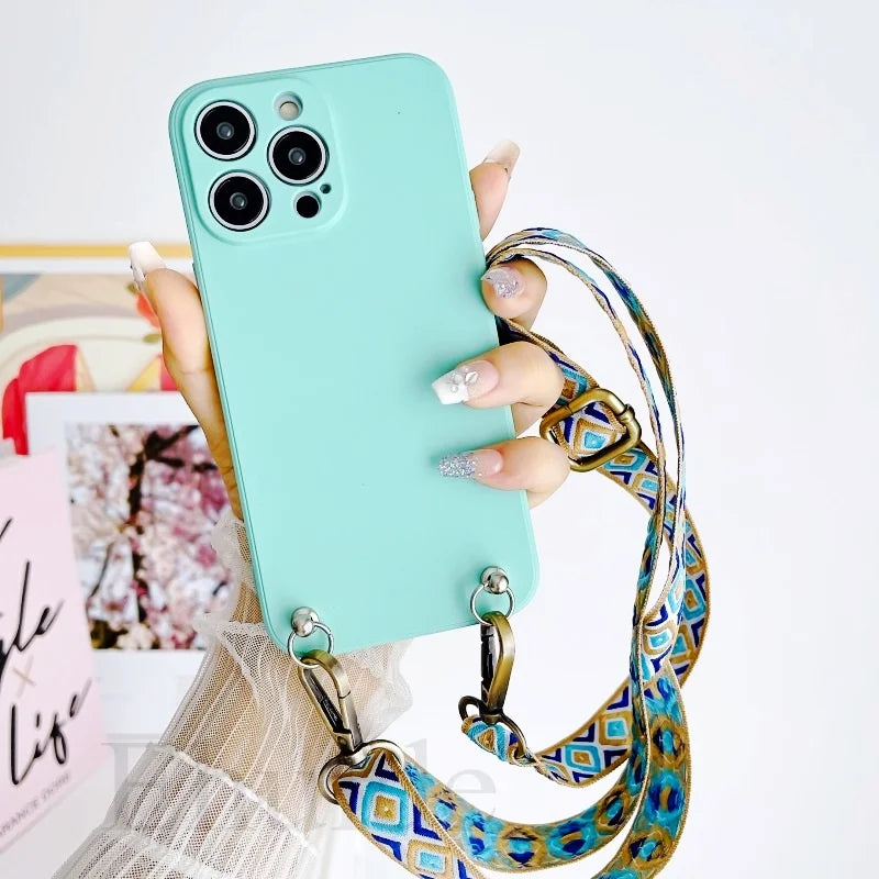 Classic Strap Case For Xiaomi POCO X8 X7 X6 M7 Mi 15T 14T 13T Redmi Note 15 Pro Plus Crossbody Neck Lanyard Soft Silicone Cover