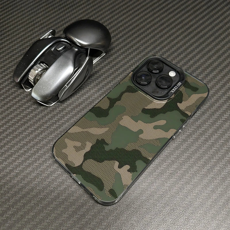 Green Camouflage Pattern Electroplated Tpu Phone Case, Suitable for iPhone 17 Pro Max, iPhone 16, 15, 14, 13, 12, 11, Xs, Xr, X, 7, 8, 12/13 Mini Plus Pro Max Se, Suitable as a Gift for Birthdays/Various Holidays/Gifts for Friends/Family/Partners/Classmat
