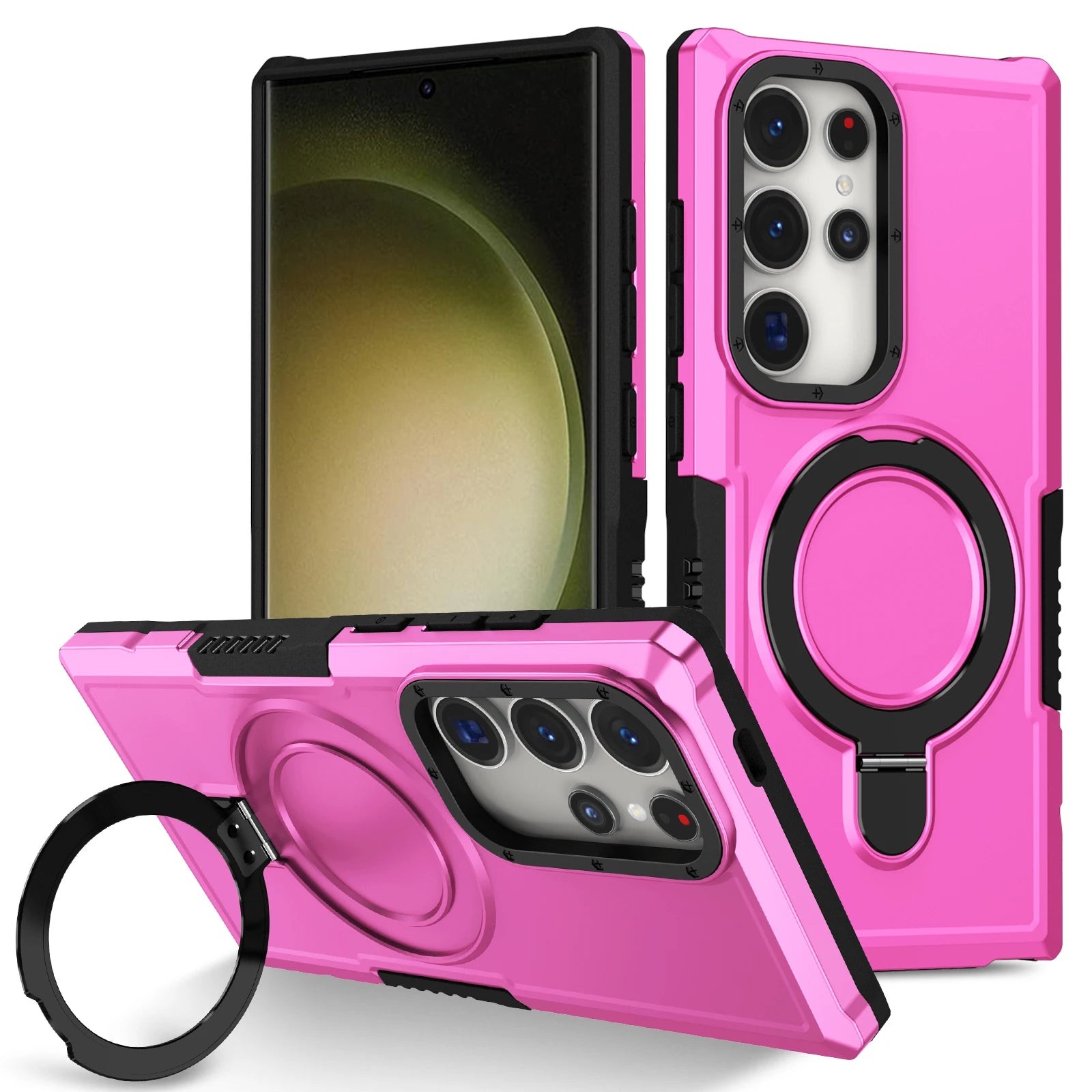 Luxury Armor Case for Samsung Galaxy S26 S25 S24 S23 S22 S21 S20 Note 20 Ultra Plus FE F12 Ring Holder Slide Lens Stand Cover