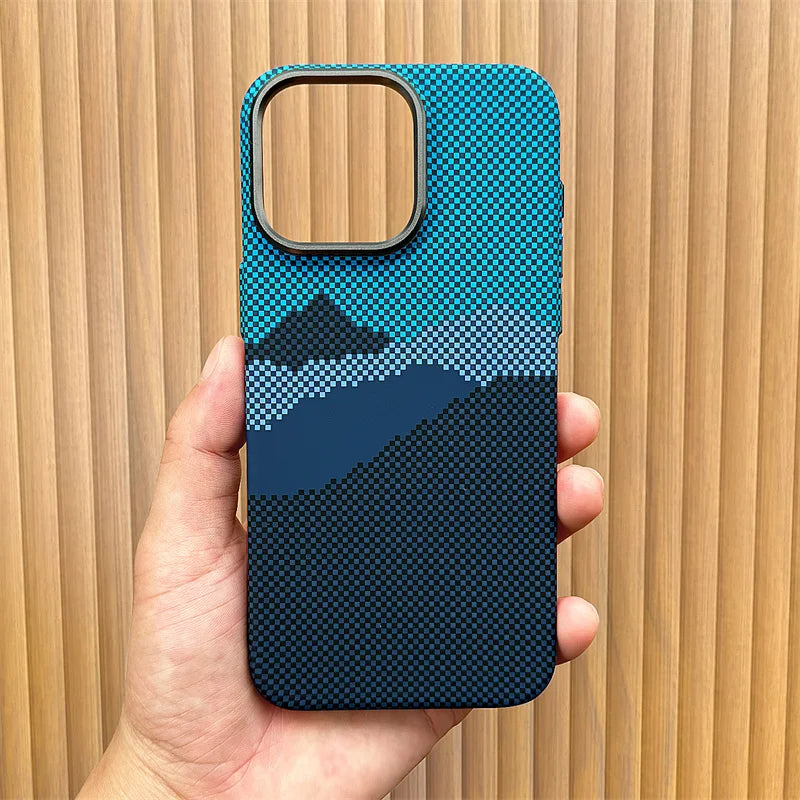 Carbon Fibre Relief Magnetic Case for iPhone 16 15 17 Pro Max Magnets Charging Thin Light Shell Camera Alloy Frame Phone Shields