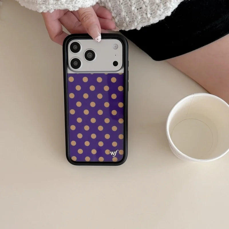 Wildflower Stars Fang Union Jack Phone Case for iPhone 12 13 14 15 16 17 Pro Max Plus Air wf INS Puppy Polka Dot Back Cover﻿﻿﻿﻿﻿