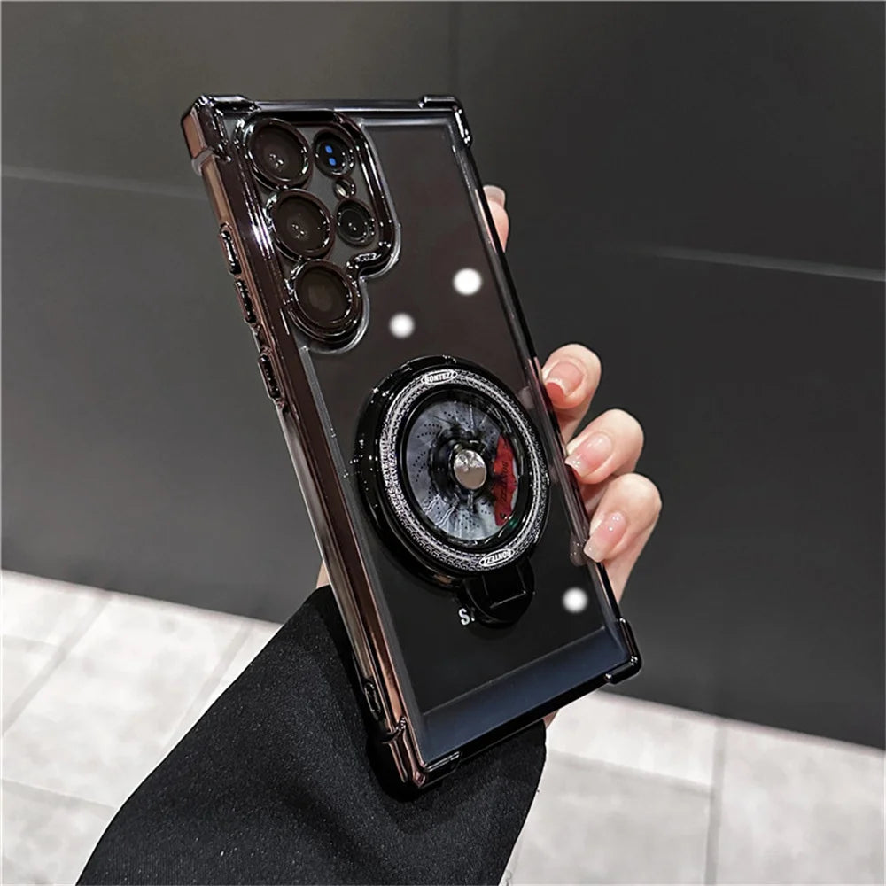 Shockproof Airbags Armor Magnetic Transparent Case for Samsung Galaxy S25 S24 Ultra S23 Fe S22 Plus A54 A15 A25 A35 A55 A53 5G