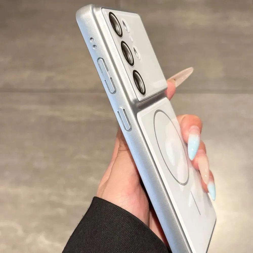 Luxury for Magsafe Magnetic Acrylic Case for Samsung Galaxy S26 S25 Ultra S24 Plus S23 FE Lens Protector Hard Matte Bumper Cover