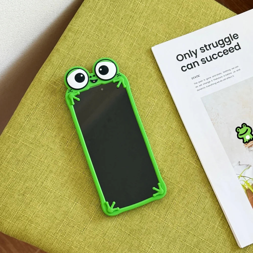 Cute Cartoon 3D Big Eyes Frog For iphone 17promax Soft Case 17 13 14 15 16 pro max Silicone Protective Cover Shock Proof Animal