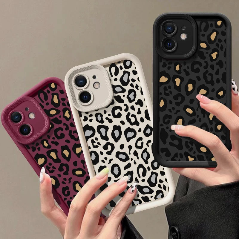 Leopard Patterned Case For iPhone 16 Pro Max Shockproof Bumper Phone Cover Coque For iPhone 14 15 Pro Max 13 12 11 16e 17 Air