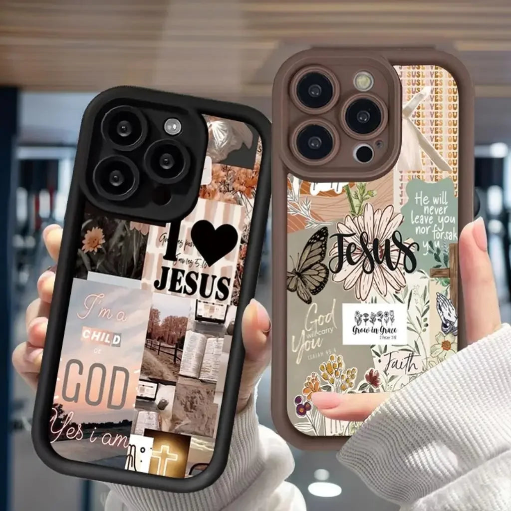 Jesus Collage Pattern Thick Shockproof Phone Case For iPhone 16 Pro Max 16 15 14 13 12 11 Pro Max X XR XS 7 8 16 Plus  Cover
