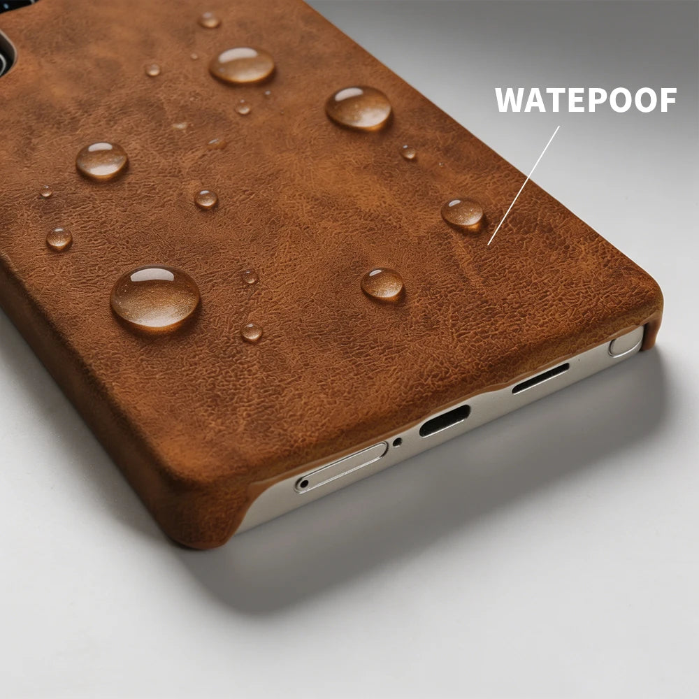 Skin Leather Phone Case For Samsung S26 Ultra S25 Edge S24 FE S23 S22 S21 Plus Hard PC Back Cover Cases Shockproof Fundas Coque