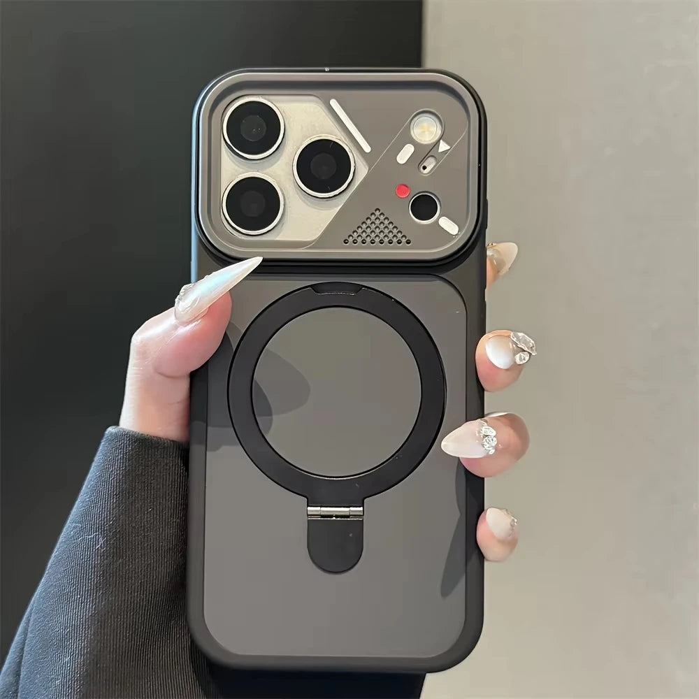 Armor Metal Ring Bracket For Magnetic Phone Case For iPhone 17 Air 16 15 14 Plus 13 12 11 17 Pro Max Matte Bumper Cover