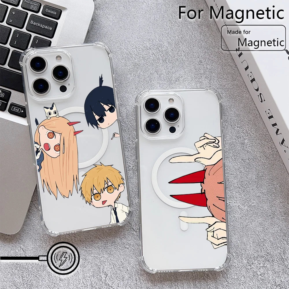 C-Chainsaw-ManS MAKIMA Magnetic Phone Case for iPhone 17 16e 16 15 14 13 12 11 Air Plus Mini Pro Max X XR XSMax Clear Anti Fall