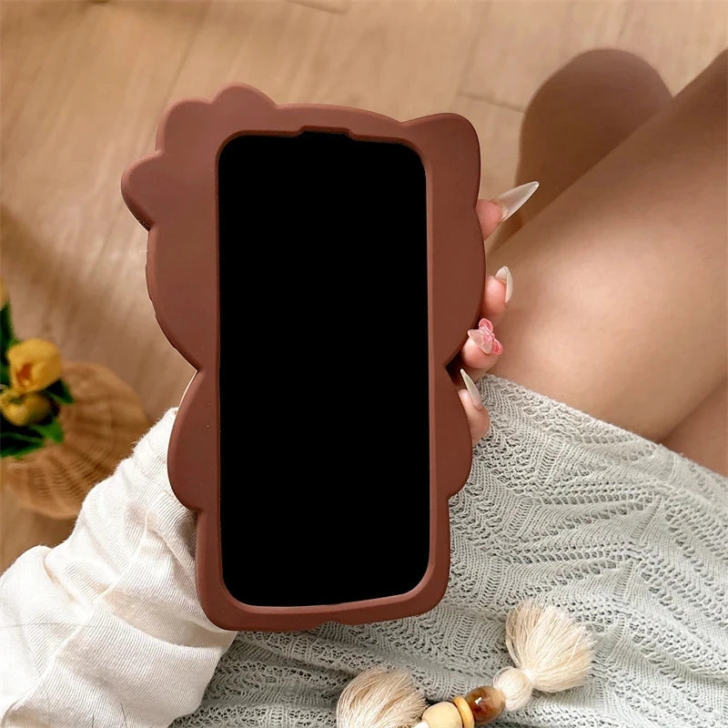 3D Cartoon Leopard Hello Kitty Silicone Phone Case For iPhone 17 13 14 15 16 Pro Max