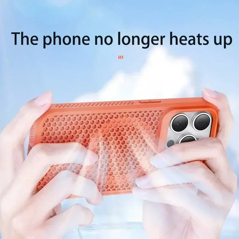 Cooling Heat Dissipation Magnetic Phone Case For iPhone 17 16 15 14 13 12 11 Pro Max Plus Breathable Hard Back Cover For Magsafe