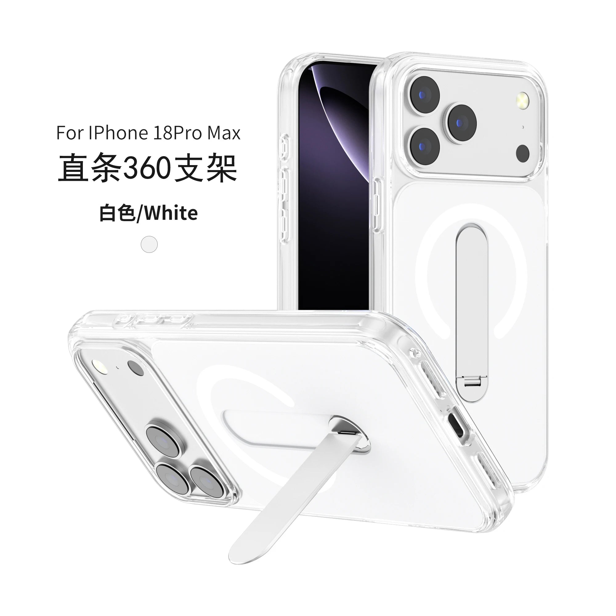 360 Hidden Metal Stand Magnetic Case for IPhone 17 Air 18 16 15 Pro Max 16 Plus 17Pro Magsafe Mag Safe Phone Cover