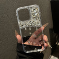 Ins Luxury Senior 3D Half Screen Rhinestones Transparent Clear Phone Case for iPhone 17 16 15 14 Pro Max Shockproof Back Cover