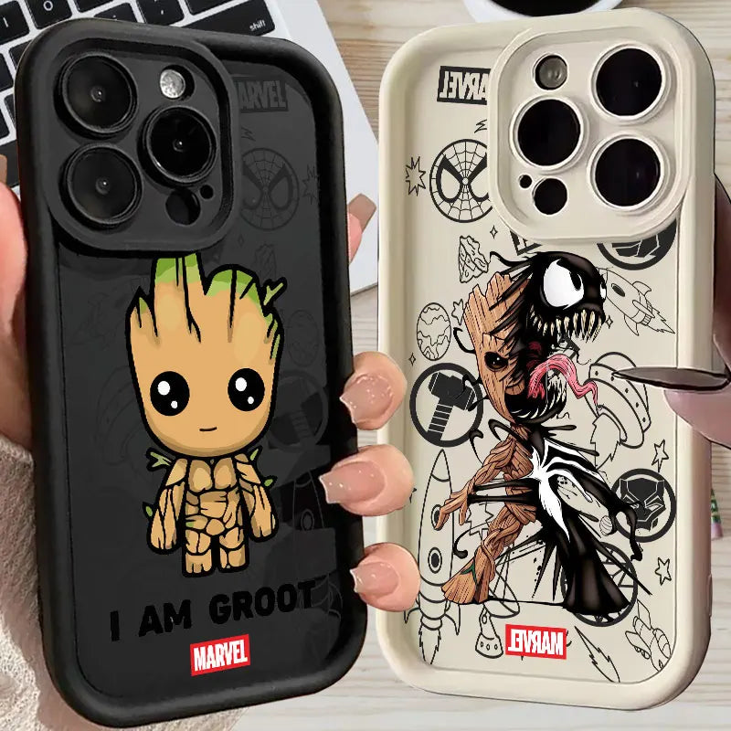 Baby Groot Marvel Silicone Case For Apple iPhone 17E 15 16 14 13 12 11 17 Pro Max 17 Air 16 15 Plus 16E Phone Protective Cover